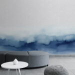 Fototapeten Blaue und weiße Aquarellfarbe