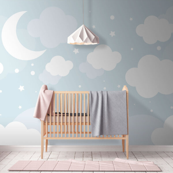 Mond und Wolken am Himmel Fototapeten Mond und Wolken am Himmel