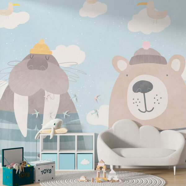 Fototapeten Walross mit Hut und Shorts