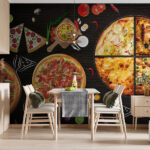 Fototapeten Leckere Auswahl an Pizzaschnitten