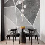 Fototapeten Geometrische Muster im Graustufendesign.