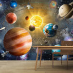Fototapeten Der Planet Erde und der Mond