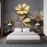 Fototapeten Elegante metallische Blüten, kunstvoll dargestellt.