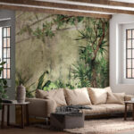 Fototapeten Üppiges Gewächshaus mit tropischen Pflanzen