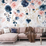 Fototapeten Florale Eleganz mit zarten Pastellfarben.