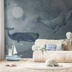 Fototapeten Wal schwimmt im Wasser