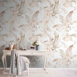 Fototapeten Muster aus Blumen und Blättern