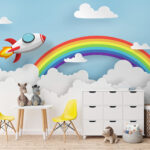 Fototapeten Regenbogen und Wolken am Himmel