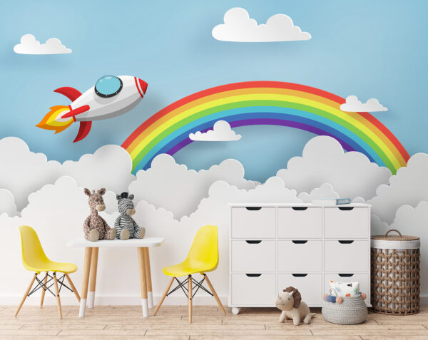 Regenbogen und Wolken am Himmel Fototapeten Regenbogen und Wolken am Himmel