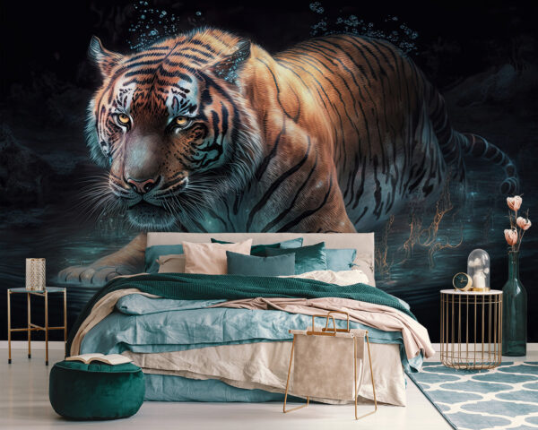 Der Tiger schleicht lautlos durchs Wasser Fototapeten Der Tiger schleicht lautlos durchs Wasser