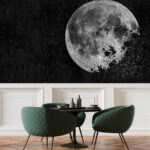 Fototapeten Der Mond löst sich in der sternenklaren Nacht auf