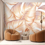 Fototapeten Elegantes Design mit tropischem Blattmuster.