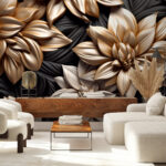 Fototapeten Elegantes metallisches Blumendesign