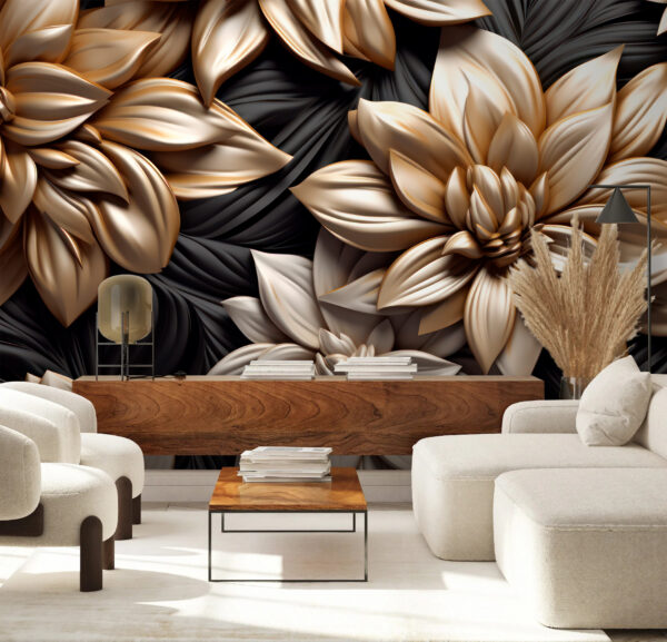 Elegantes metallisches Blumendesign Fototapeten Elegantes metallisches Blumendesign