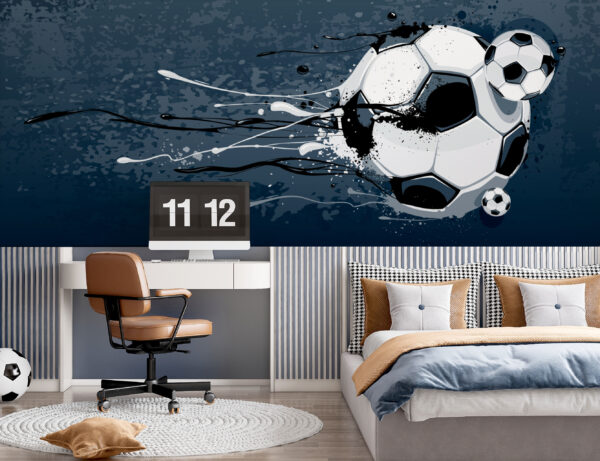 Der Fußball spritzt in Aktion Fototapeten Der Fußball spritzt in Aktion