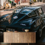 Fototapeten Unscharfes Bild eines Motorrollers