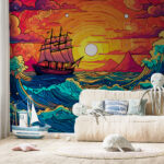 Fototapeten Weißer Kreis mit rotem Rand