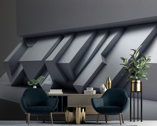 Weiße Wand mit geometrischen Formen Fototapeten Weiße Wand mit geometrischen Formen