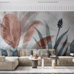 Fototapeten Abstrakte Blätter in sanften Erdtönen
