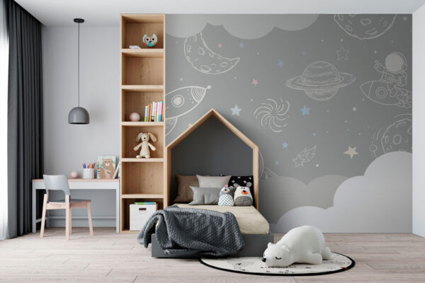Weißer Stern auf grauem Hintergrund Fototapeten Weißer Stern auf grauem Hintergrund