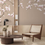 Fototapeten Blühende Magnolienzweige in Pastellfarben