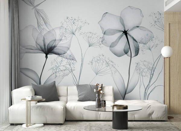 Zarte Blumen in monochromem Design Fototapeten Zarte Blumen in monochromem Design