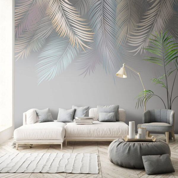 Abstraktes Pastell-Palmblatt-Design Fototapeten Abstraktes Pastell-Palmblatt-Design