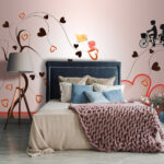 Fototapeten Baum mit Herzen und Vögeln darauf