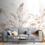 Fototapeten Elegantes botanisches Design mit sanften Farbtönen