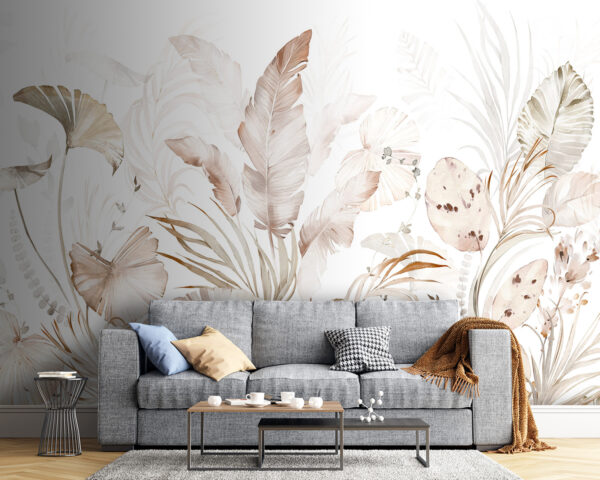 Elegantes botanisches Design mit sanften Farbtönen Fototapeten Elegantes botanisches Design mit sanften Farbtönen