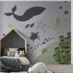 Fototapeten Karikatur eines Wals