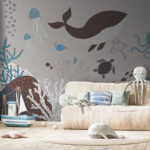 Fototapeten Blauer Seestern auf weißem Hintergrund