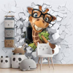 Fototapeten Giraffe mit Brille