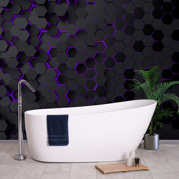 Fototapeten Schwarze und violette Hexagone