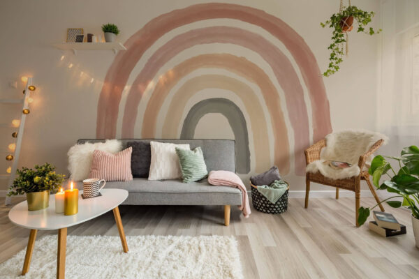 Weiße Wand mit rosa Farbe Fototapeten Weiße Wand mit rosa Farbe