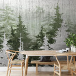 Fototapeten Gruppe von Bäumen in einem Wald