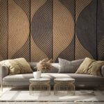 Fototapeten Holzplatten mit Wellenmuster