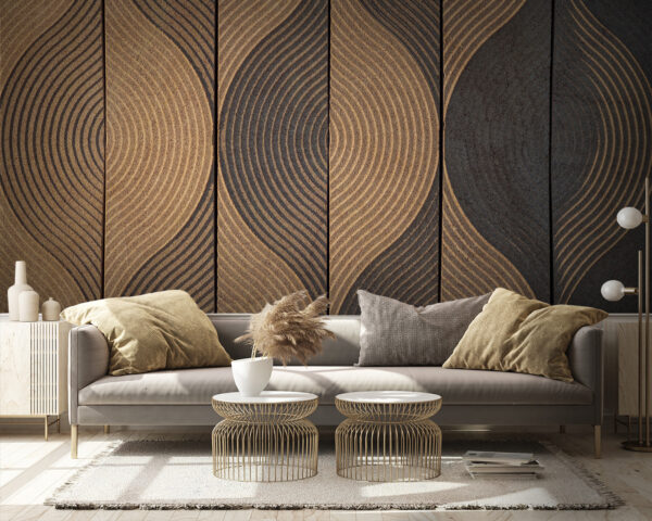 Holzplatten mit Wellenmuster Fototapeten Holzplatten mit Wellenmuster
