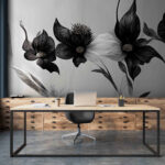 Fototapeten Schwarze und weiße Blume