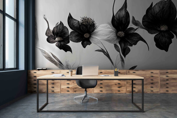Schwarze und weiße Blume Fototapeten Schwarze und weiße Blume
