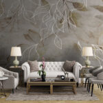 Fototapeten Elegantes florales Design mit zarten Linien.