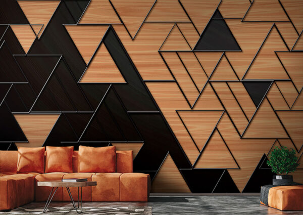 Geometrische Dreiecke mit Holztextur Fototapeten Geometrische Dreiecke mit Holztextur