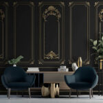 Fototapeten Elegante schwarze Paneele mit verschnörkelten Verzierungen