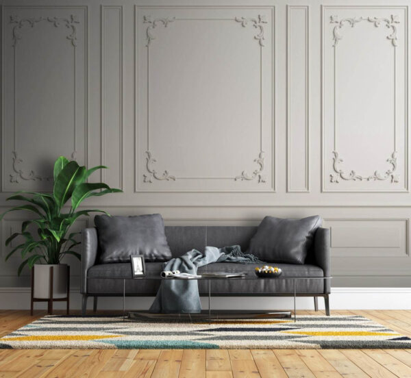 Weiße Wand mit Leiste Fototapeten Weiße Wand mit Leiste