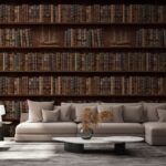 Fototapeten Bücherwand mit Booten darauf