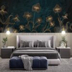 Fototapeten Elegantes florales Design auf dunklem Hintergrund