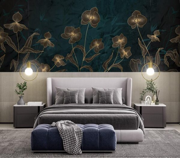 Elegantes florales Design auf dunklem Hintergrund Fototapeten Elegantes florales Design auf dunklem Hintergrund