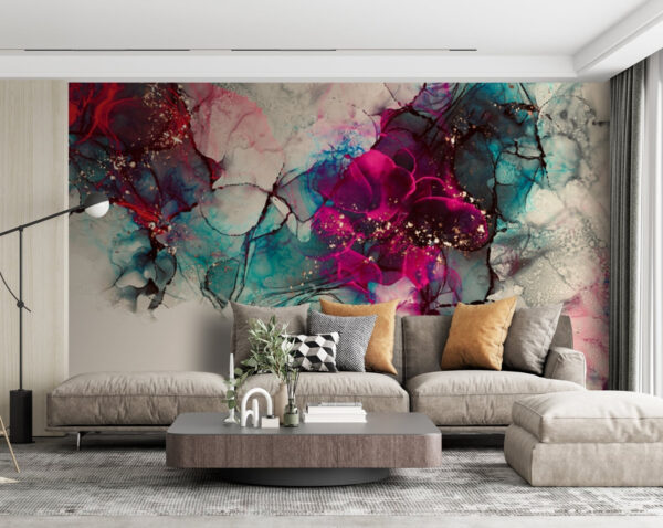 Bunte abstrakte Tintenspritzer-Kunst Fototapeten Bunte abstrakte Tintenspritzer-Kunst