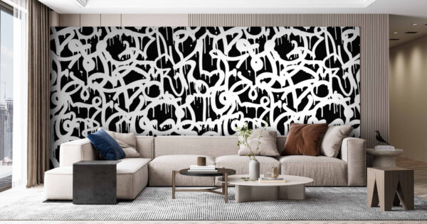 Fototapeten Schwarz-weißes Graffiti