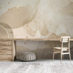 Fototapeten Abstraktes Aquarellmuster in Beige und Gelb